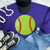 Sequin Softball Chenille Patch Crewneck Sweatshirt
