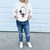 Ghost With Pumpkin Bucket Trendy Ribbed Crewneck Soft Cream