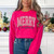 Pink Merry Christmas Faux Effect Heliconia Crewneck Sweatshirt