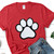 Dog Paw White Chenille Red Everyday Tee