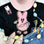 Trendy Pink Bunny Chenille Patch Crewneck Sweatshirt