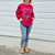 Shamrock PUFF Print Trendy Ribbed Crewneck Heliconia