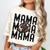 Mama Football Stacked Faux Embroidery Pigment Dyed Tee