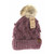 Bobble Knit Fur Pom with USA Leather Patch C.C Beanie