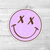 Purple X Smiley Retro Die Cut Sticker
