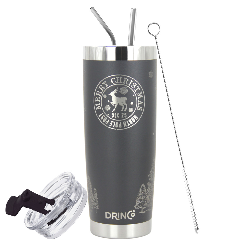  Stainless Steel Double Wall Vacuum Insulated Tumbler 20oz w/Straw-Special Edition-Xmas