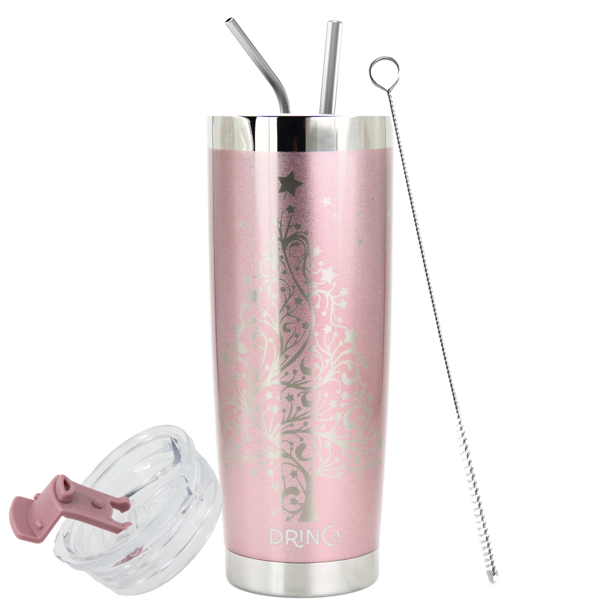 Fanciful Unicorn Antimicrobial 12oz Stainless Steel Double Wall Leakproof Straw Kincaid Tumbler, Size: 3.2 inch x 3.2 inch x 6.77 inch, 7190-W910