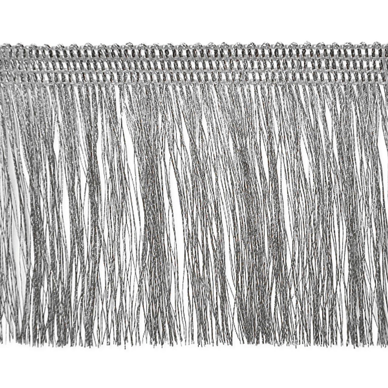 Leather Fringe: Sold by The Foot (4 ft, Silver Metallic)