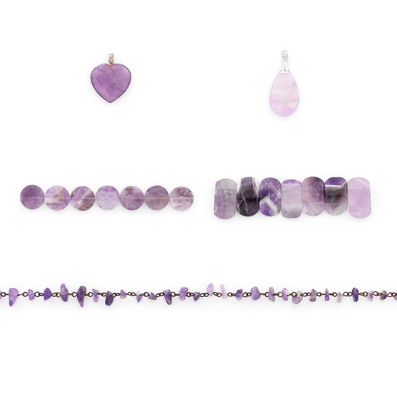 Amethyst Natural Gemstone Beads and Pendants Collection - Value