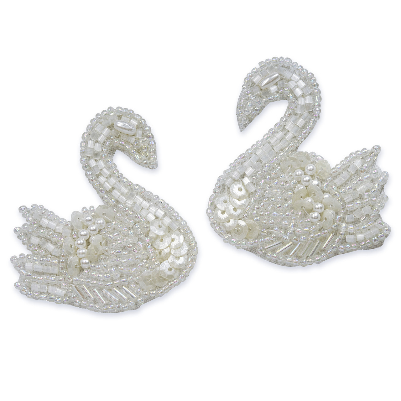 Sequins Swan Custom Patches Iron on Applique-Black