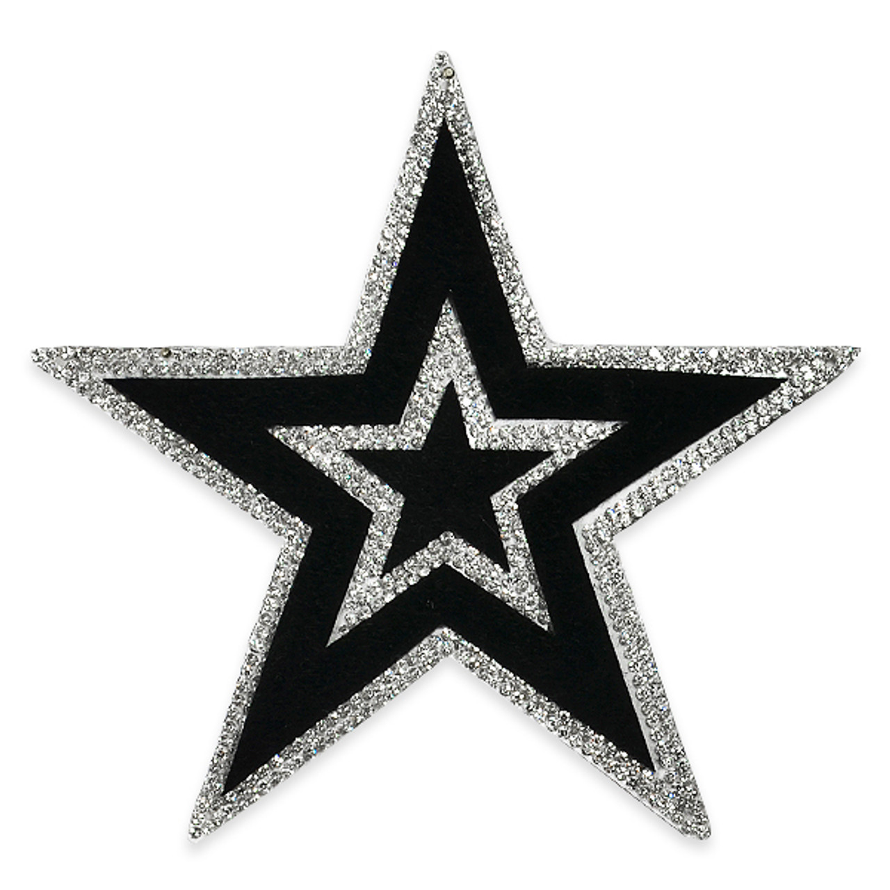 Dallas Star Embroidered Patch Appliqué. Iron On, Black with White Satin.  Size 2.4 (63mm)