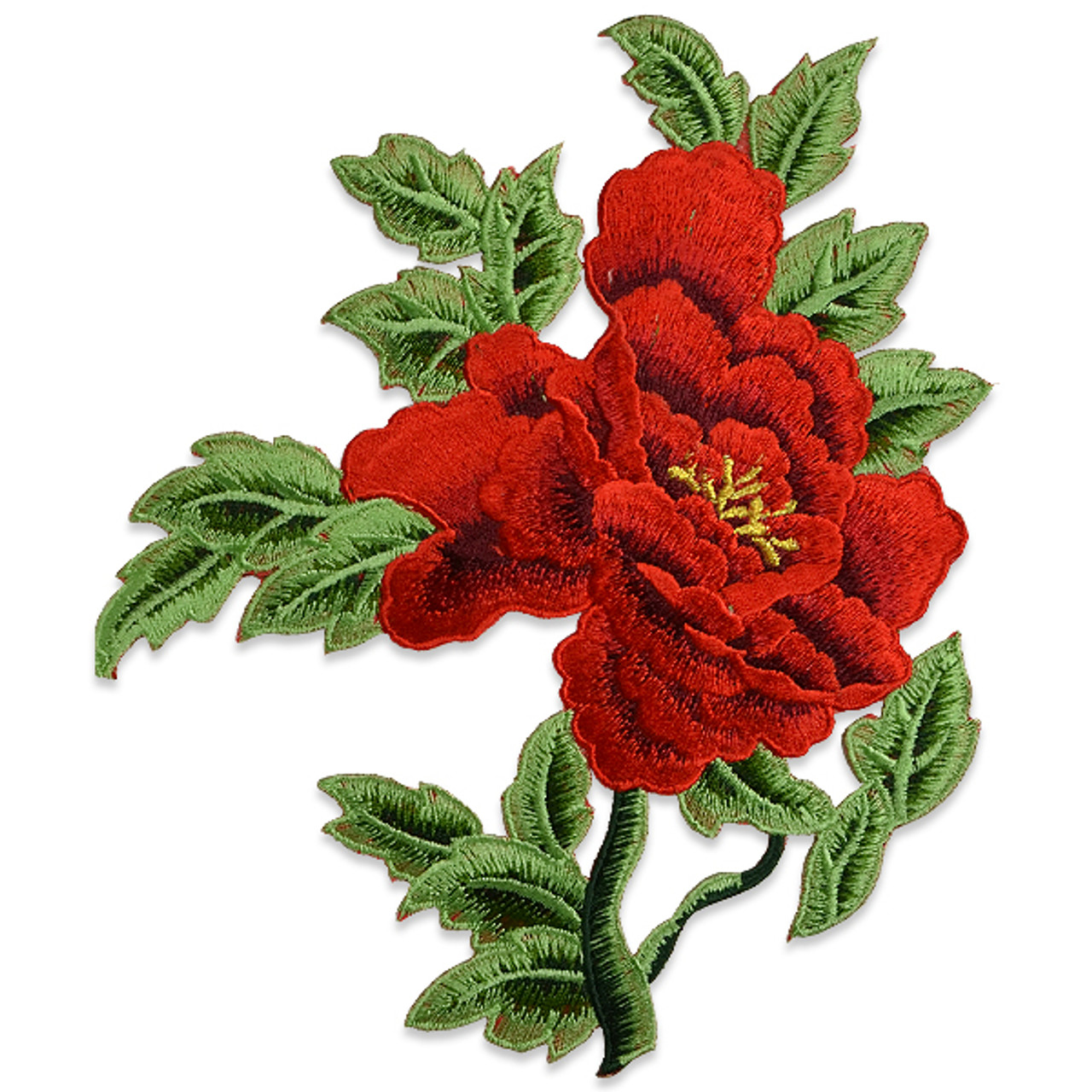 4 Pcs Rose Flower Embroidered Applique Floral Leaves Iron on