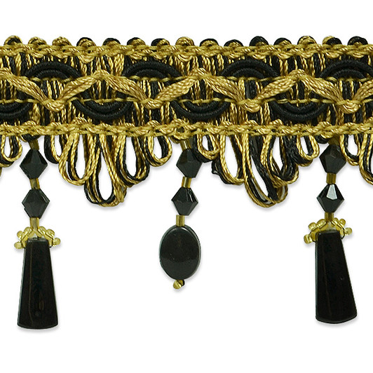 3.5/3 GOLD Glass BUGLE Bead Beaded Fringe Trim — Trims and Beads