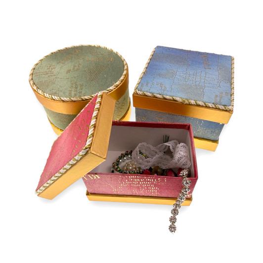Semikolon Cutting Edge Nesting Gift Boxes - Tangerine/Lavender, Set of 3