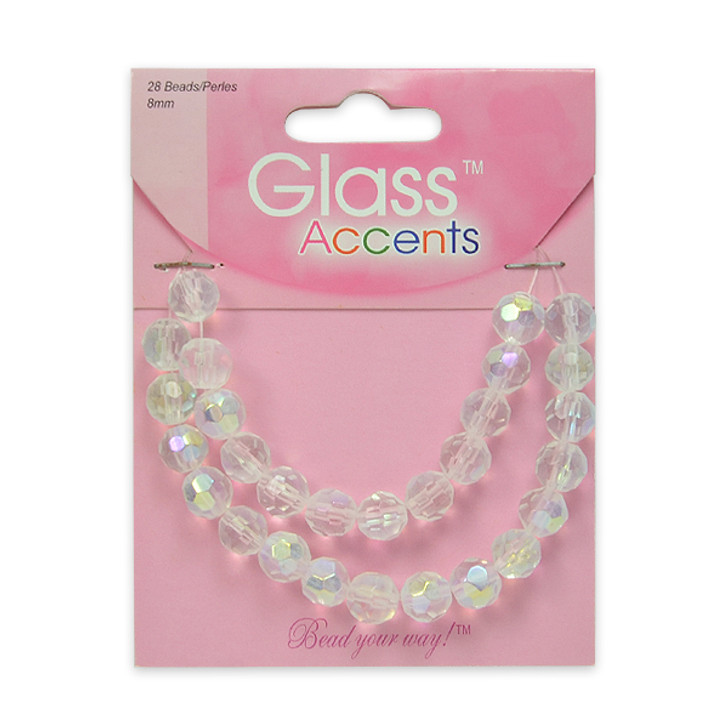 Round Faceted Glass Beads Pack of 28
