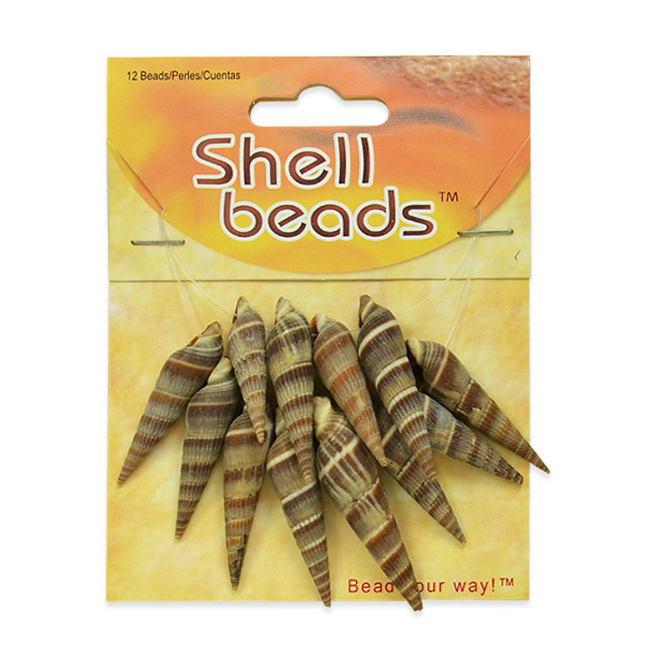 Long Shell Beads - Brown - 12 Pc Pack  