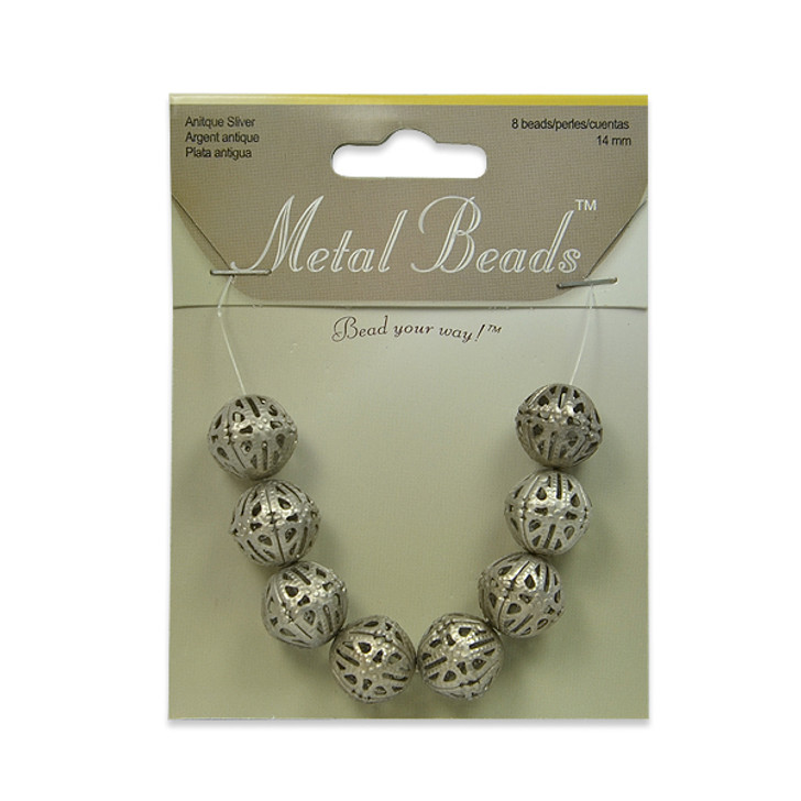Filigree Metal Beads Pack of 8 