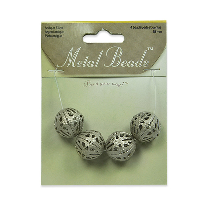 Filigree Metal Beads Pack of 4