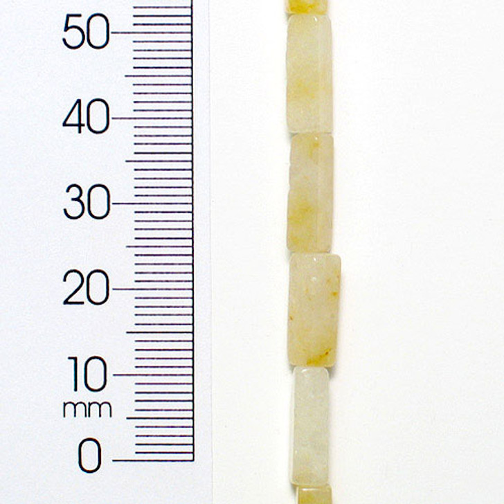 Square Tube Jade Beads - Yellow - 4x13mm - 8" Strand 