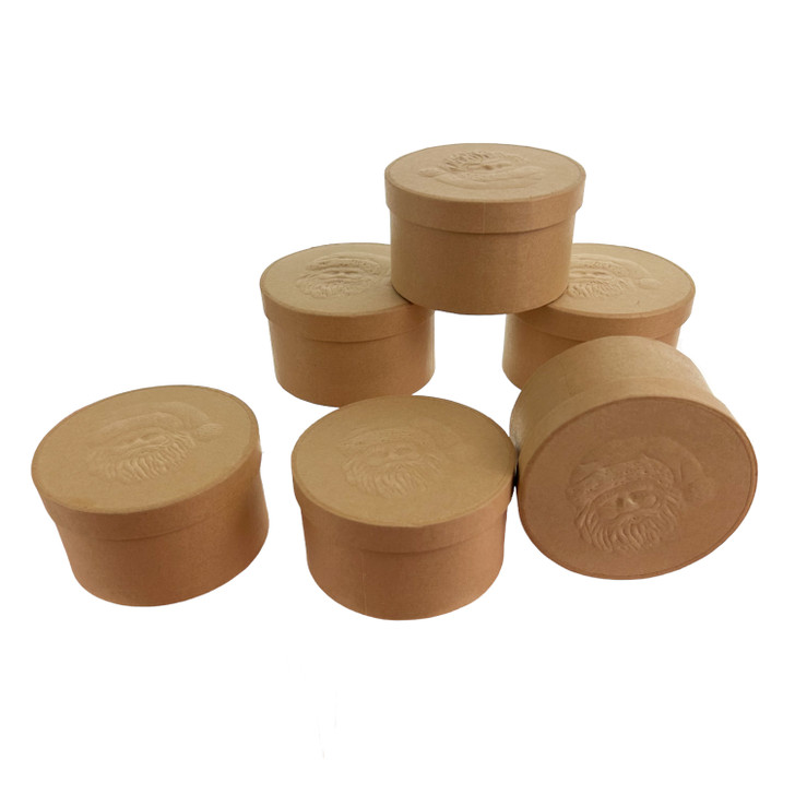 Value Pack of 12 Round Box with Santa Embossed Lid   
