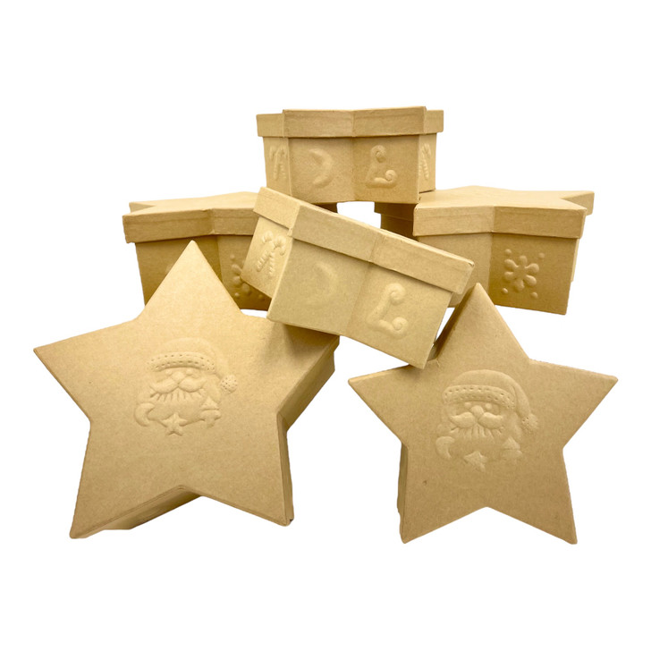 Value Pack of 3 Star Box with Embossed Santa  - 2 pc. Set
