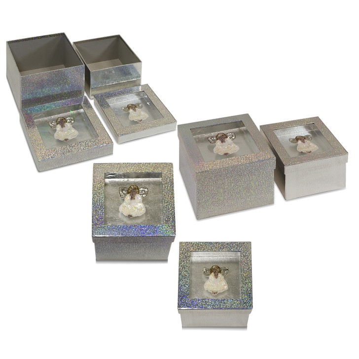 Value Pack of Hologram Gift Box Set with Decorative Angel Sequin Applique/P