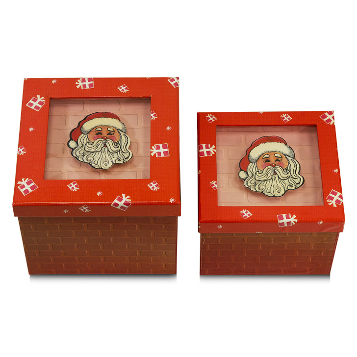 Value Pack of 24 Gift Box Sets with Decorative Santa Applique/Patch