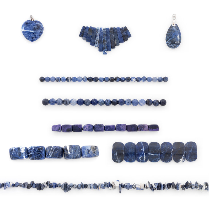 Sodalite Natural Gemstone Beads and Pendants Collection - Value Pack