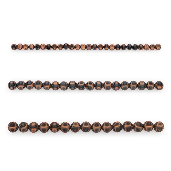 Pleated Metal Round Beads Collection Value Pack |  Copper Finish