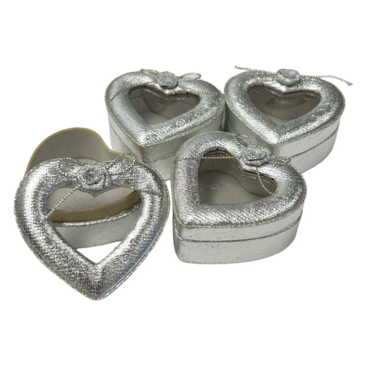 12 Pack of Heart Box with Clearview Top - Silver 