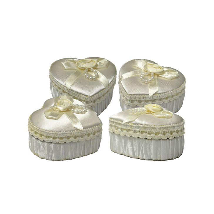 Value Pack of 6 Heart Box with Bow - White
