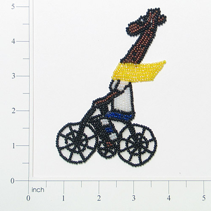 Giraffe On Bike Beaded  Applique/Patch