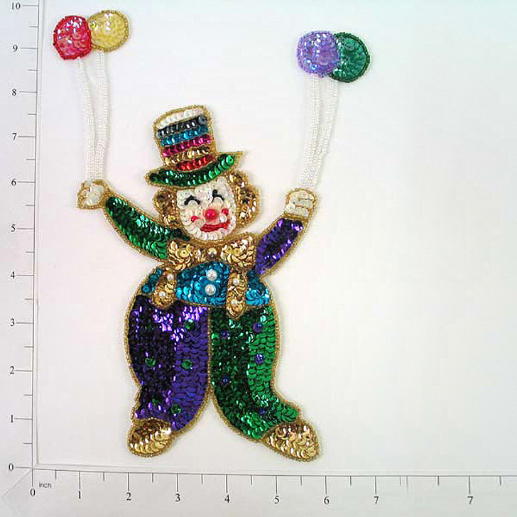 Mardi Gras Birthday Clown Sequin Applique/Patch