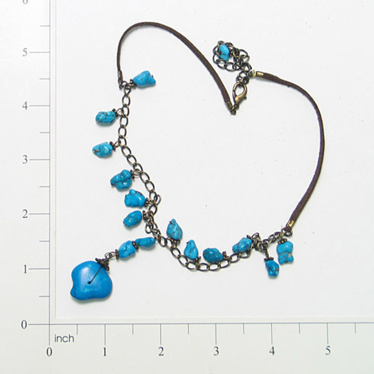 Leather & Chains Turquoise Necklace