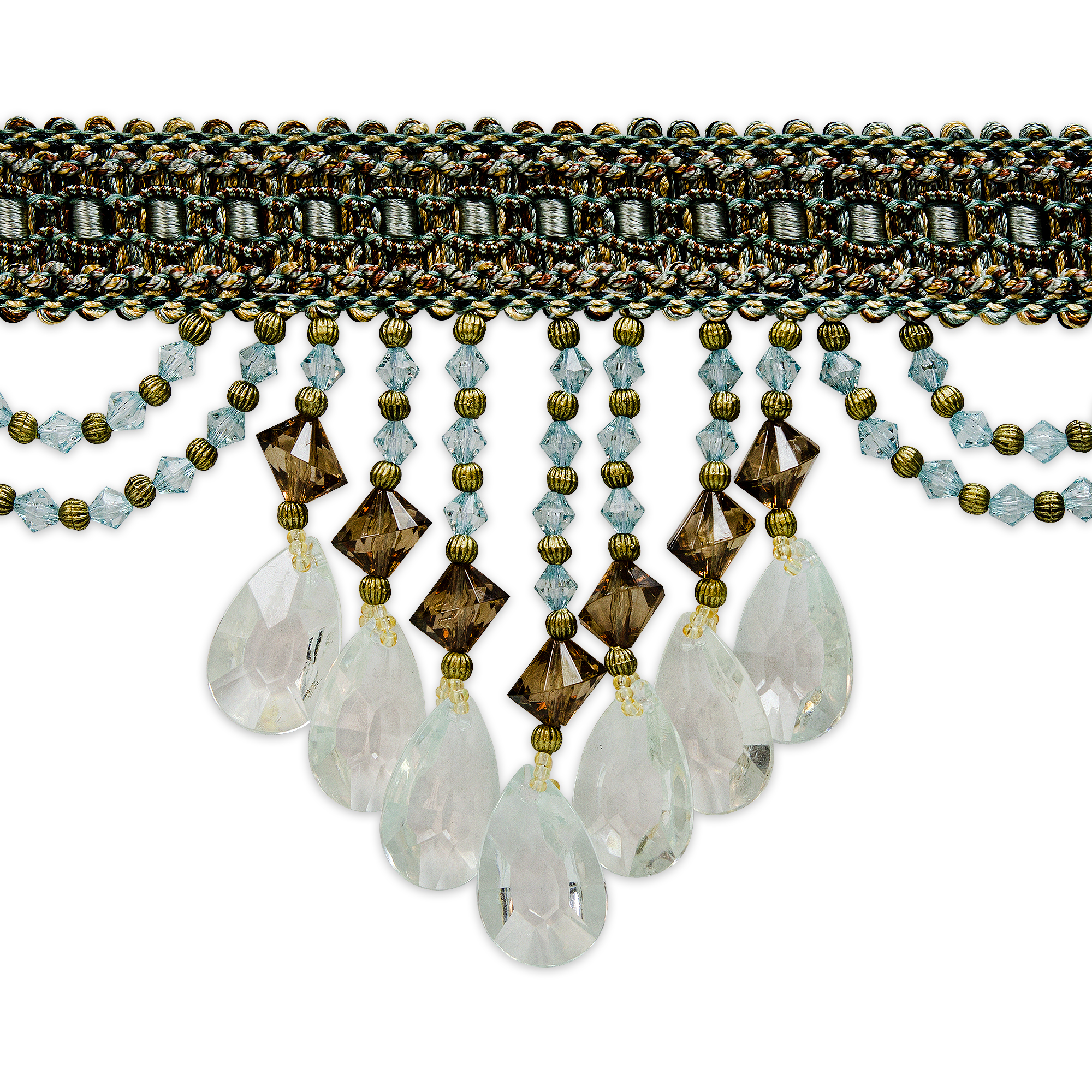 Beaded Trim, Small Scallop Edges, Silver Beads