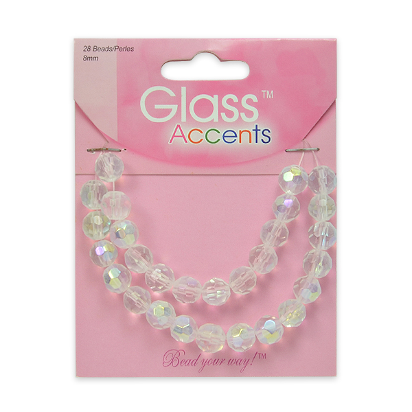 Expo Round Faceted Glass Beads, Pack of 28