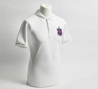 Adult DHFC Crest White Pique Polo Shirt