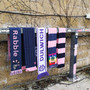 Pink and Navy Bar Scarf