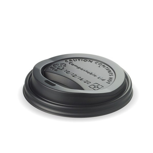 10/12/16oz Black Bioplastic Coffee Cup Lids