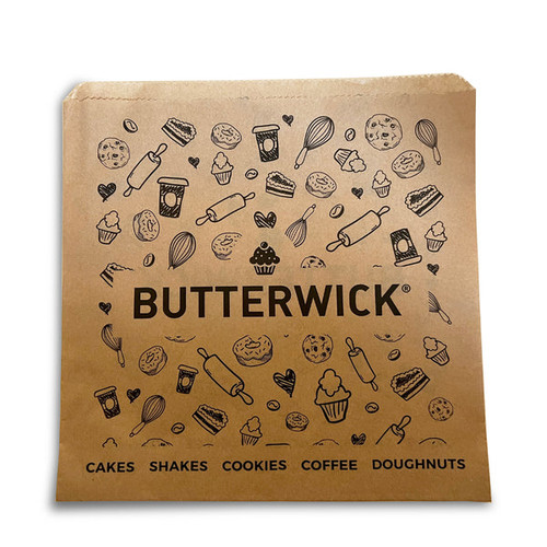 Printed Greaseproof Bags 250 x 250mm (10 x 10") (White / Unstrung)