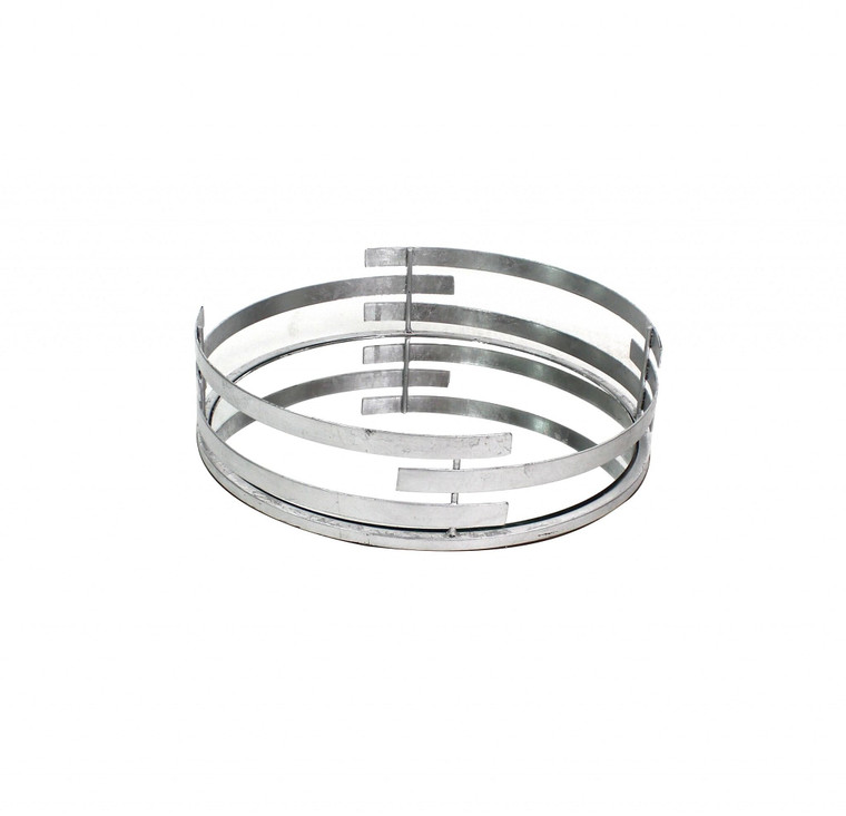 14" Silver Round Metal Geometric Vanity Tray N270-274453