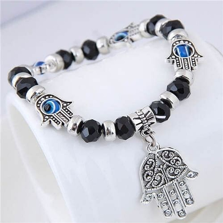 Magic Hands Theme Beads Fashion Women Costume Bracelet - Black A392-fabr2297