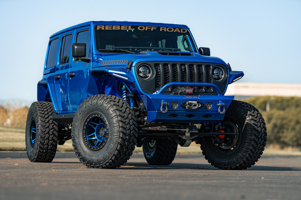 Trail-Ready Transformation: Conquering Terrain with Rebel Off Road's 392 Hydro Blue Jeep JL Coilover Kit