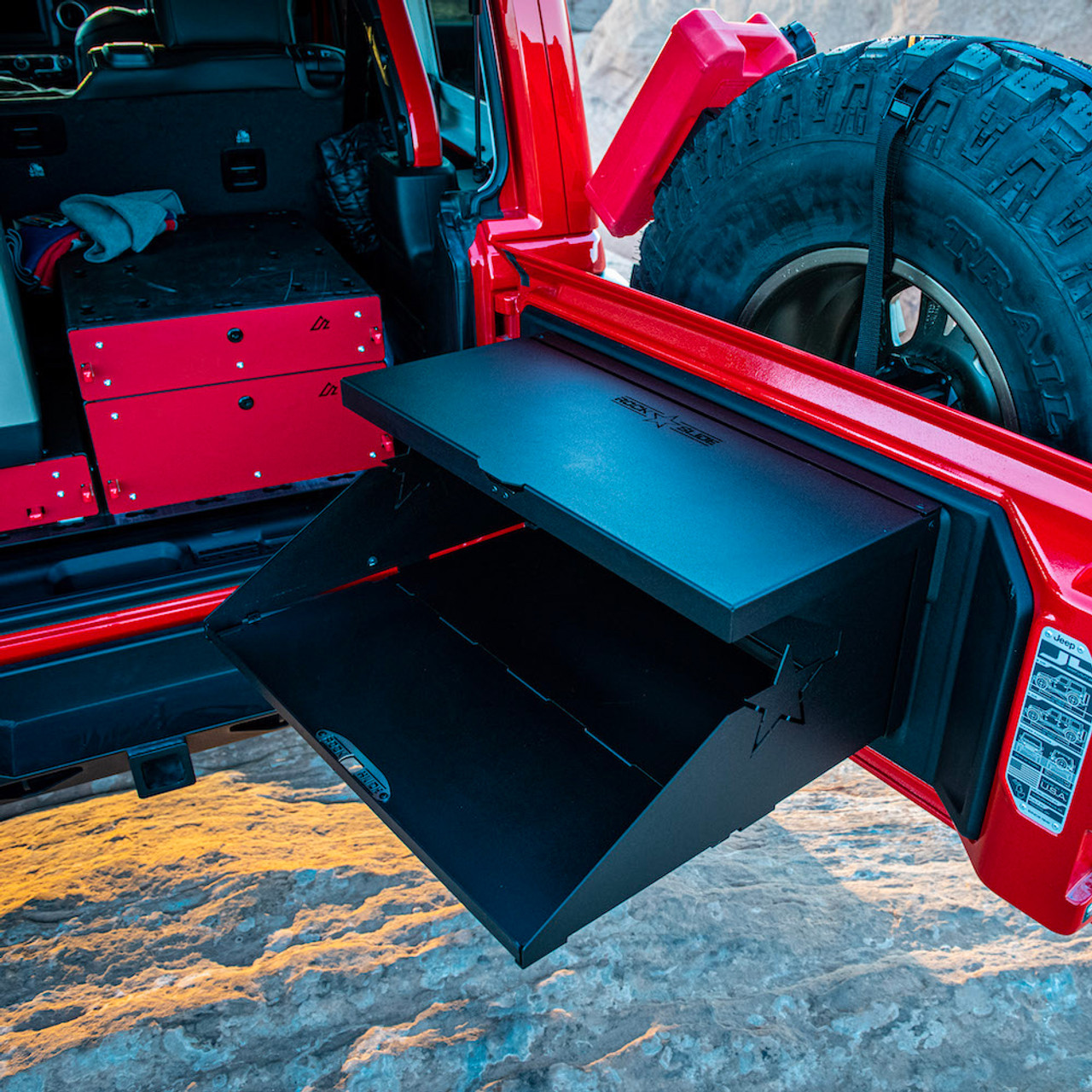 Trail Tailgate Table for Jeep Wrangler JK and JL by Rock Slide Engineering  - AC-TB-200