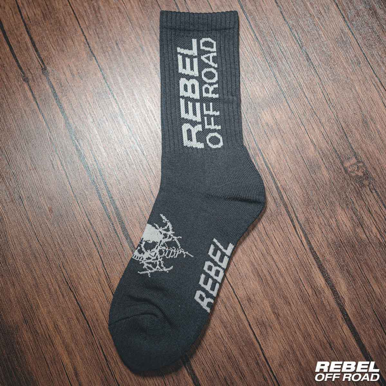 Rebel Off Road All-Terrain Men's Socks, Charcoal, Orange Block Logo