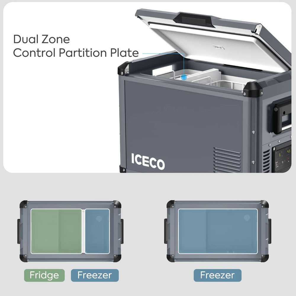 Iceco VL45 Pro-D Dual Zone Portable Fridge Freezer, 47.5 Qt