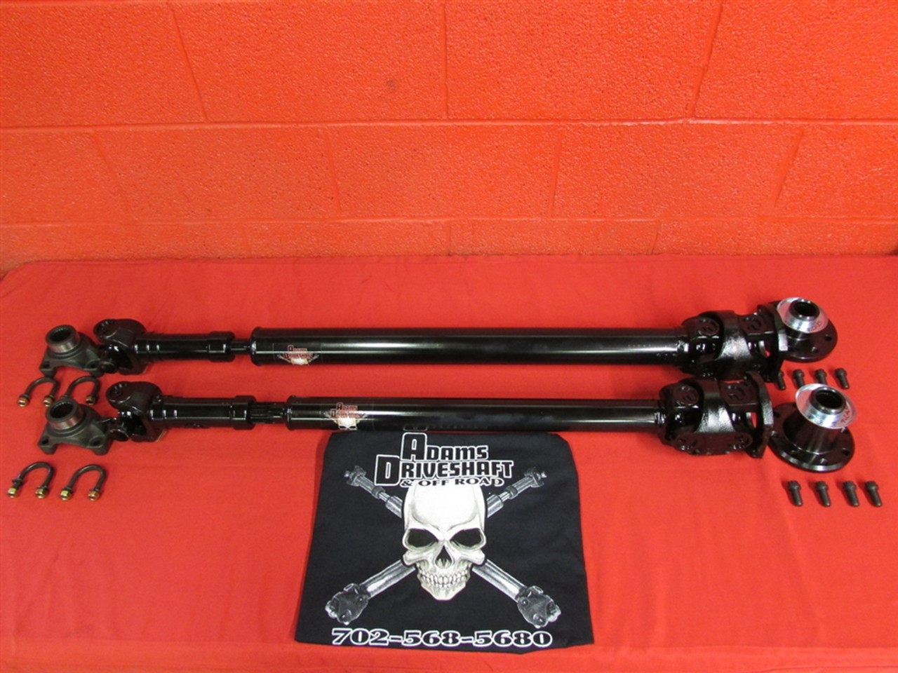 ADAMS DRIVESHAFT JEEP WRANGLER JKU FRONT AND REAR 4 DOOR 1350 CV DRIVESHAFT PACKAGE SOLID U-JOINTS EXTREME DUTY SERIES