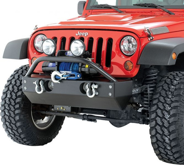 Rock Hard 4x4 Parts Shorty Front Bumper with Fog Light Cutouts for Jeep JK