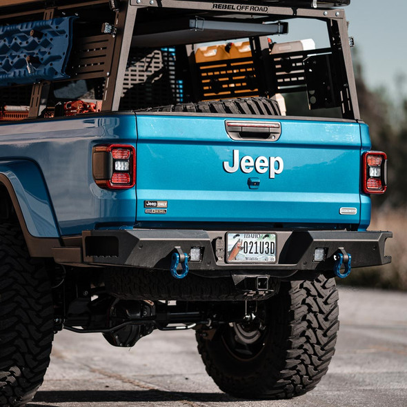 Jeep Gladiator JT Rear Bumper & Bedside Slider Steps | Rebel Off Road