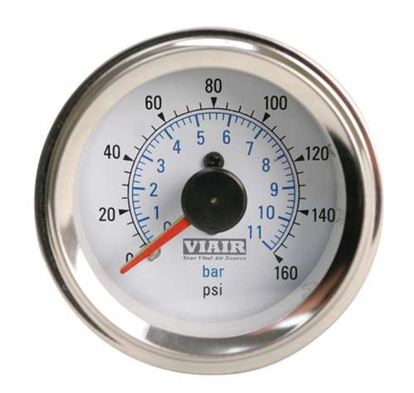 VIAIR 2" Dual Needle Gauge (White Face, Illuminated, 160 Psi)